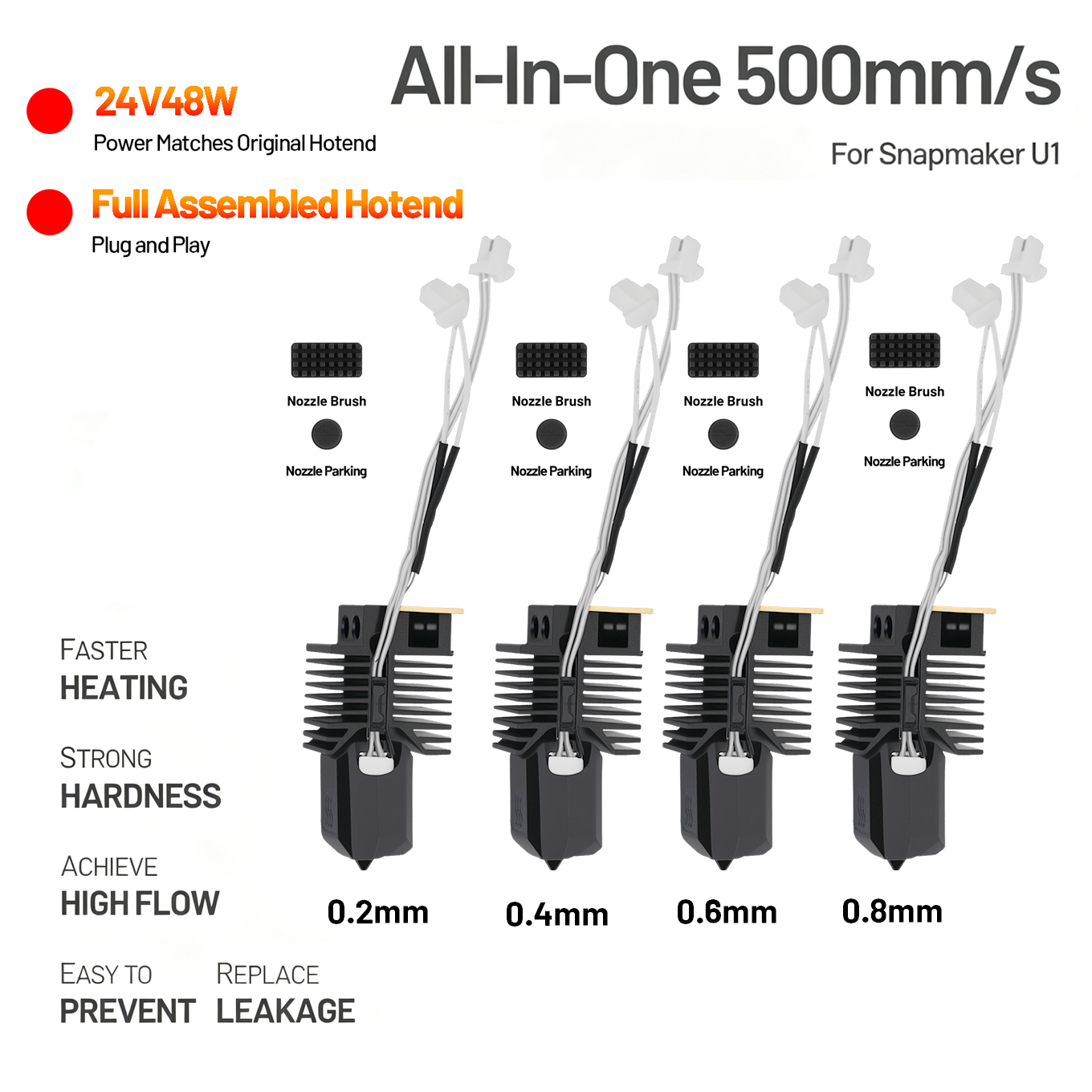 High Flow Ceramic Hotend - Hotend voor Snapmaker U1 24V 48W